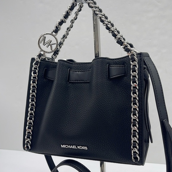 Michael Kors Women's Mina Sm Belted Chain Crossbody Bag - Black - Shoulder Bags - Picture 15 of 16